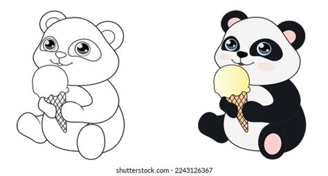 Coloring Book Cute Panda Ice Creamprint Stock Vector (Royalty Free) 2243126367 | Shutterstock