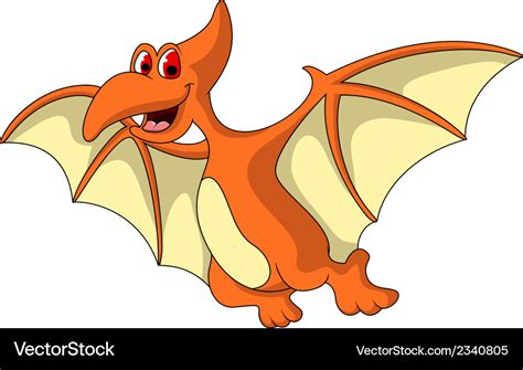 Cute pterodactyl cartoon Royalty Free Vector Image