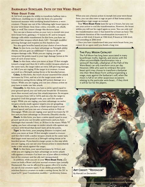 Lycanthropy Barbarian, Druid, and Warlock subclasses for D&D 5e - Imgur | Barbarian dnd ...