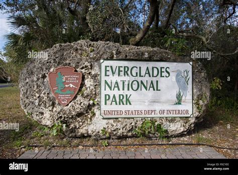 Everglades National Park, Florida entrance sign Stock Photo - Alamy