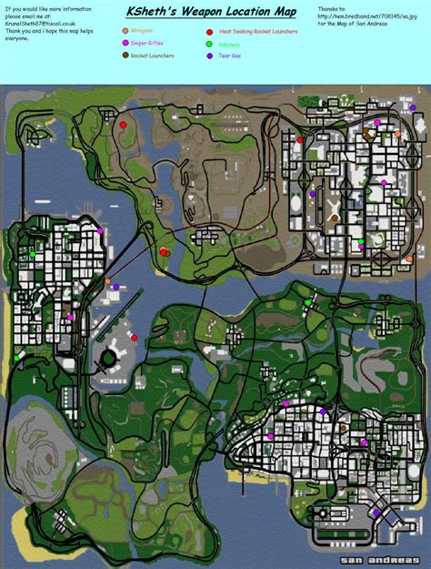 Grand Theft Auto: San Andreas Weapon Location Map (GIF) - Neoseeker Walkthroughs