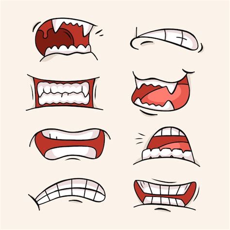 Free Vector | Hand drawn angry mouth cartoon illustration