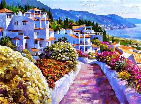 El arte es su máxima expresión : Cuadros de Paisajes Modernos Pintados con Espátula