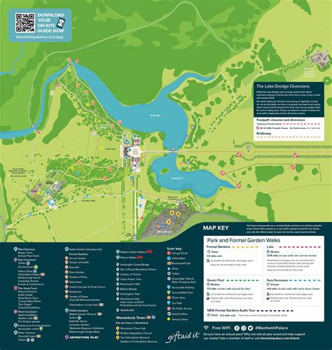 Map of Blenheim Palace Park & Formal Gardens | Walks around Blenheim