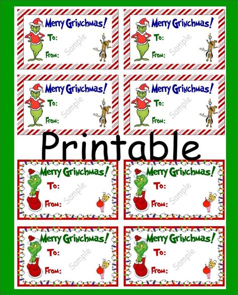 Free Printable Grinch Gift Tags - Printable And Enjoyable Learning