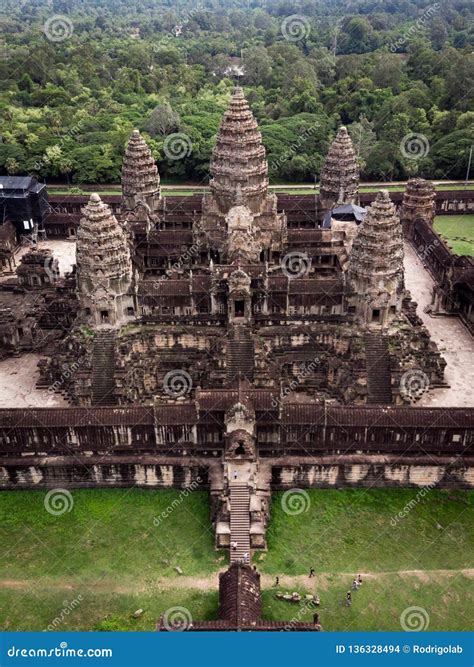 Angkor Wat Temple in Siem Reap, Cambodia, Aerial View Stock Photo ...