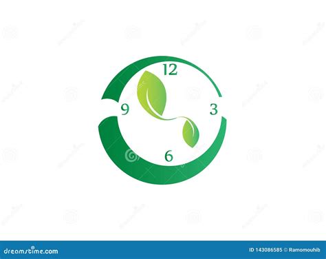 Clock with Leaves As Clockwise Symbol To Save Nature for Logo Design Stock Vector - Illustration ...