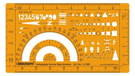 Linograph Cartography Survey Map Symbols Drawing Drafting Template Stencil: Buy Online in New ...