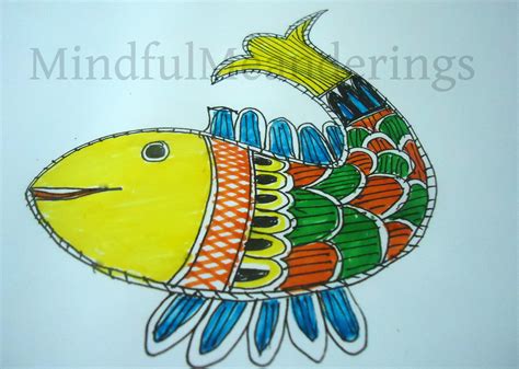 Painting a simple Madhubani Fish in 12 steps - Artsy Craftsy Mom