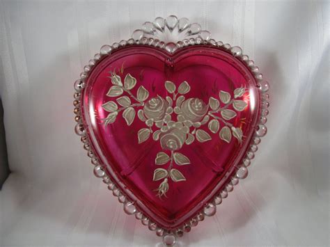 Vintage Candy Dish Heart Shaped Candy Dish Paden City Glass