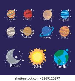 Minimalist Colorful Illustration Solar System Planets Stock Vector (Royalty Free) 2269120297 ...