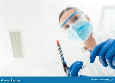 Dentist with Anesthetic Injection Syringe from Point of View Stock Image - Image of shield, fear ...