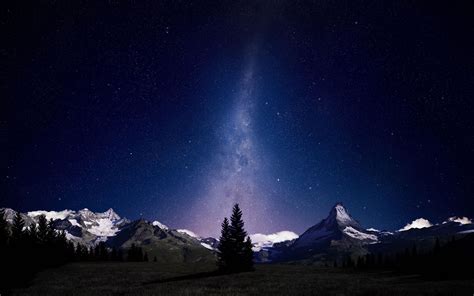 landscape, Nature, Stars, Space, Mountain, Trees Wallpapers HD / Desktop and Mobile Backgrounds