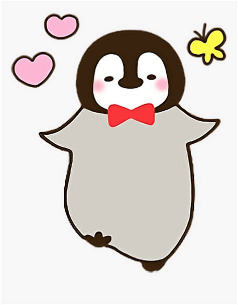 Sticker Cute Penguin Cutesticker Lovely Love Hearts - Penguin Line ...