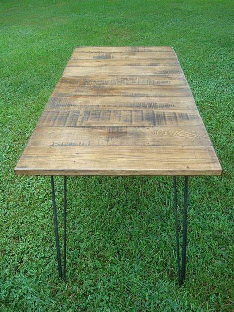 Hand Made Reclaimed Wood Table With Hairpin Legs by SweetTea & MoonShine | CustomMade.com