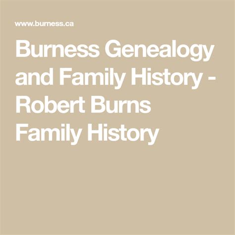 Burness Genealogy and Family History - Robert Burns Family History ...