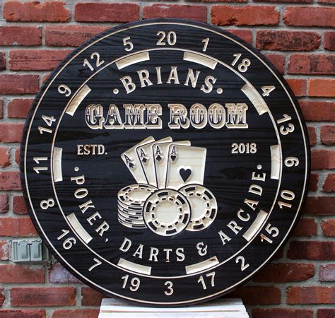 Game Room Sign Man Cave Personalized Signs Dart Board Sign | Etsy Tiki ...