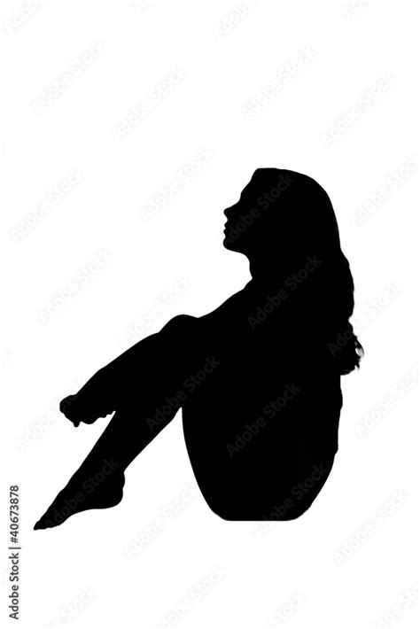 silhouette in shadow of a young woman sitting sad pensive Stock Photo | Adobe Stock