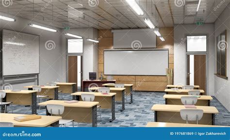 Modern Classroom . High School Stock Illustration - Illustration of wooden, knowledge: 197681869