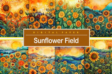 Watercolor Sunflower Field Background | Creative Market