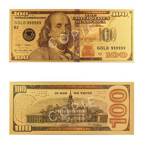 2009 - COPY OF THE UNITED STATES 2009 100-DOLLAR BILL (PURE GOLD PLATED)