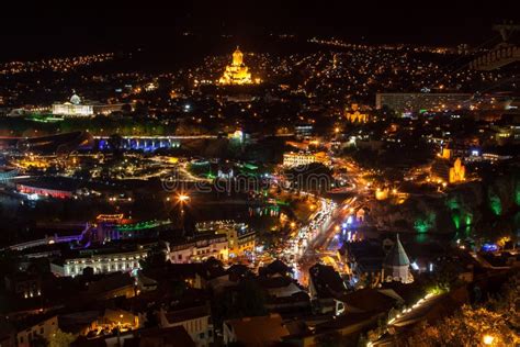 Night View of Old Town of Tbilisi. Tbilisi is the Largest City O Stock ...