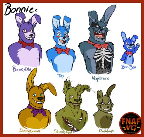 FNAFNG_Bonnie Versions by NamyGaga on DeviantArt