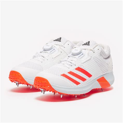 adidas Vector Mid Cricket Spikes - White/ Red - Mens Shoes