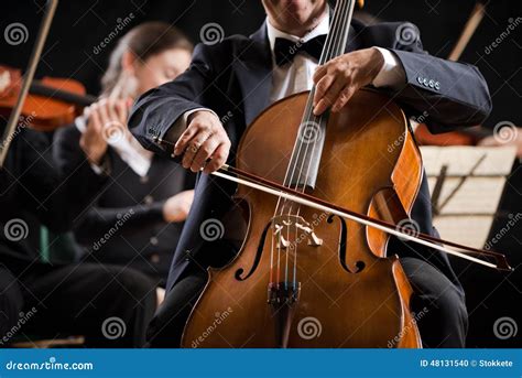 Symphony Orchestra Performance: Celloist Close-up Stock Photo - Image ...