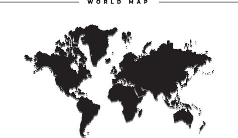 Black And White World Map Drawing