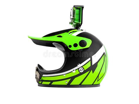 Modern Green Motorcycle Helmet with Green Action Camera Left 3d Stock Illustration ...