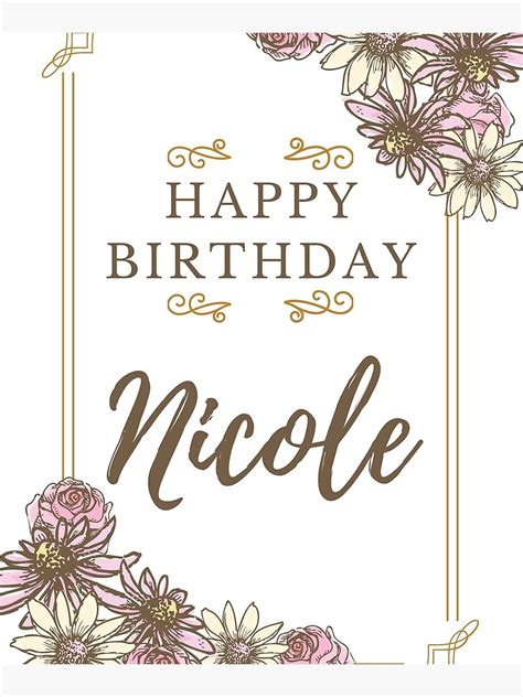 "Happy Birthday Nicole | Happy Birthday Card For Nicole" Mounted Print by PrettyArtwork | Redbubble