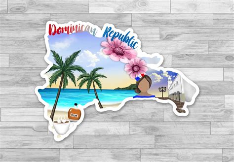 2 Dominican Republic Stickers Hand Drawn Design Beach Rum - Etsy