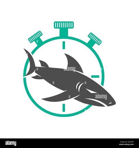 Shark Stopwatch logo design vector isolated illustration Stock Vector ...