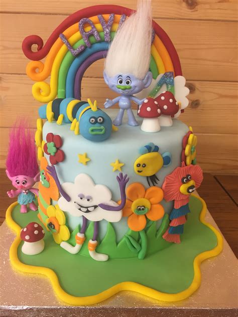 Trolls rainbow tiered cake – Artofit