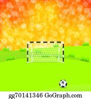 5 Soccer Ball And Gate With Sunset Clip Art | Royalty Free - GoGraph