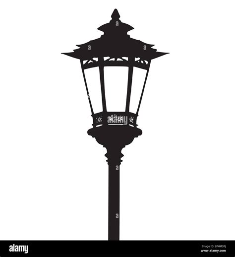 Illustration of a Shining Lamp Post in the Dark. Black and white vector illustration Stock ...