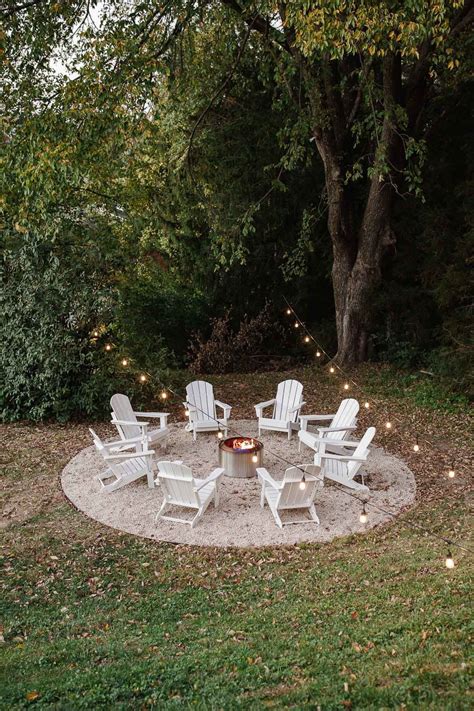 DIY Pea Gravel Fire Pit Patio | Julie Blanner | Fire pit landscaping ...