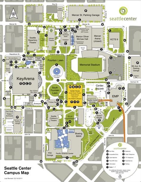 Seattle Center area map | Seattle, Campus map, Fountain plaza