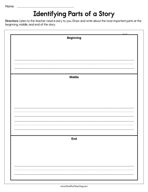 Identifying Parts of a Story Worksheet by Teach Simple