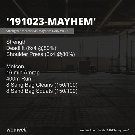 "191023-Mayhem" Workout, Strength / Metcon via Mayhem Daily WOD | WODwell