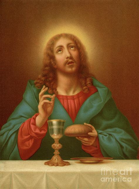 Christ Blessing The Bread And Wine Colour Litho Painting by Carlo Dolci - Fine Art America