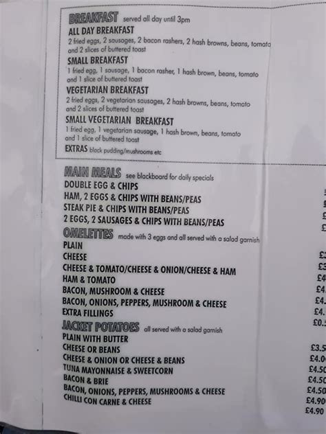 Menu at The Riverside Cafe, Wimborne Minster