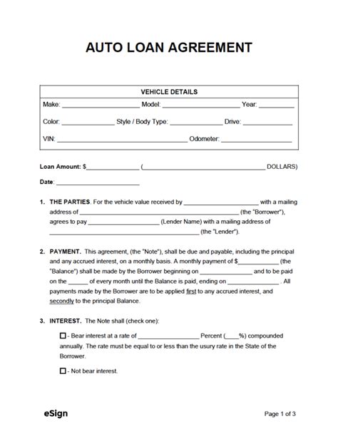 Free Auto Loan Agreement Template | PDF | Word