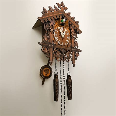 Buy Quartz Cuckoo Clock, Cuckoo Clock Traditional Chalet Forest House Clock Handcrafted Wooden ...