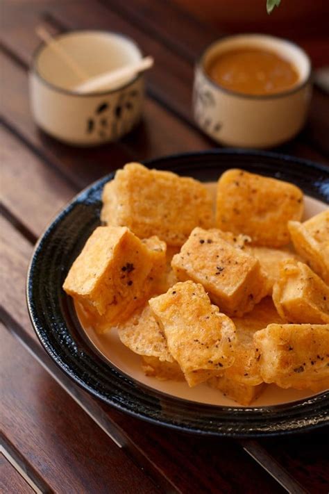 pan fried tofu recipe, how to make pan fried tofu with peanut sauce