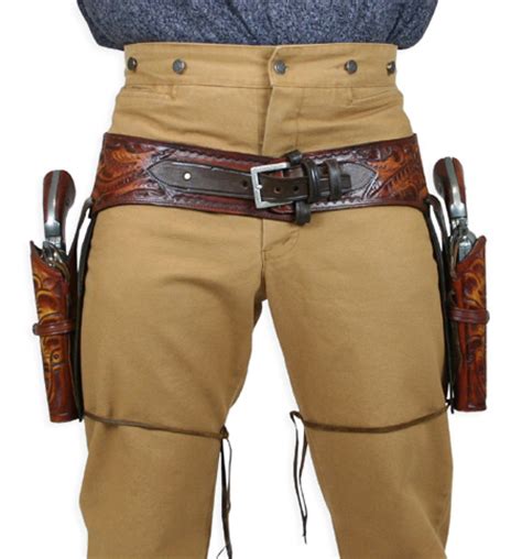 (.44/.45 cal) Western Gun Belt and Holster - Double - Harvest Colors Tooled Leather