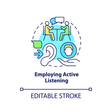 Employing active listening concept icon. Knowing worker problem. HR ...