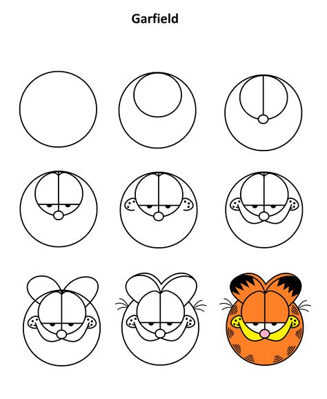 Garfield step-by-step tutorial | Cartoon drawing tutorial, Drawing tutorial, Easy disney drawings