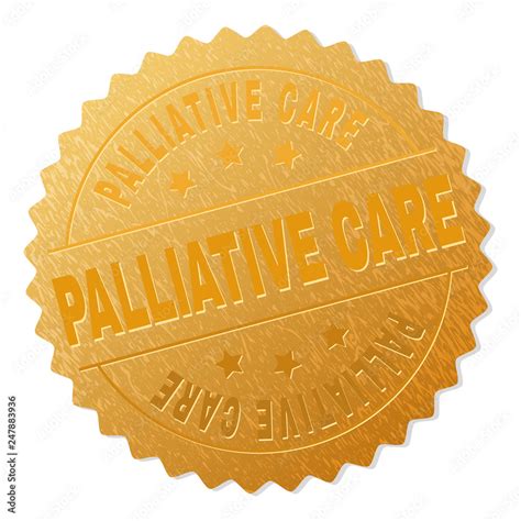 PALLIATIVE CARE gold stamp award. Vector golden medal with PALLIATIVE ...